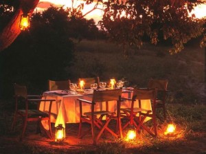 Outdoor dining under the stars at Chobe Under Canvas