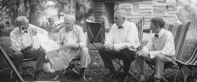 Henry Ford, Thomas Edison, Warren G. Harding, and Harvey Firestone, Maryland, 1921
